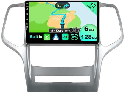 JOYX - [6G+128G] - Android 14 IPS Autoradio Passt für Jeep Grand Cherokee WK2 (2008-2013) - Kabellos CarPlay/Android Auto/DSP - Kamera & MIC - 9 Zoll 2 Din - DAB Lenkradsteuerung Fast-Boot 360-Camera