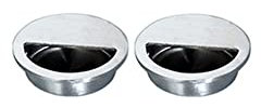 2 Pieces Recessed Door Handles with Fixing Screws Stainless Steel Silver Round Flush Sliding Cabinet Pull Handles Hidden Finger Pulls for Cupboard, Wardrobe, Drawer, Dresser, Closet [50mm Dia]