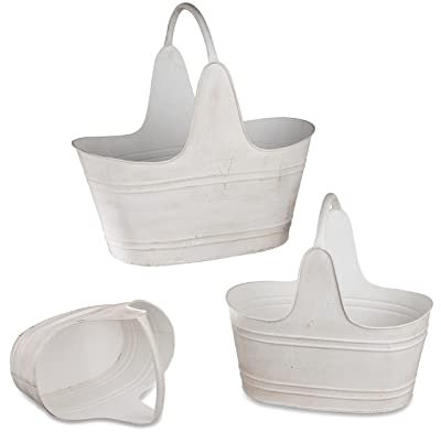 formano Körbe 3er-Set Metall antik Pflanzgefäß Gartendeko Creme