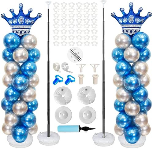 Kaucytue Kit de support de colonnes de ballons (2 ensembles), ajustable de 7 pieds pour arche de ballons en métal, réutilisable conception télescopique, pour anniversaires, mariage, Party decor