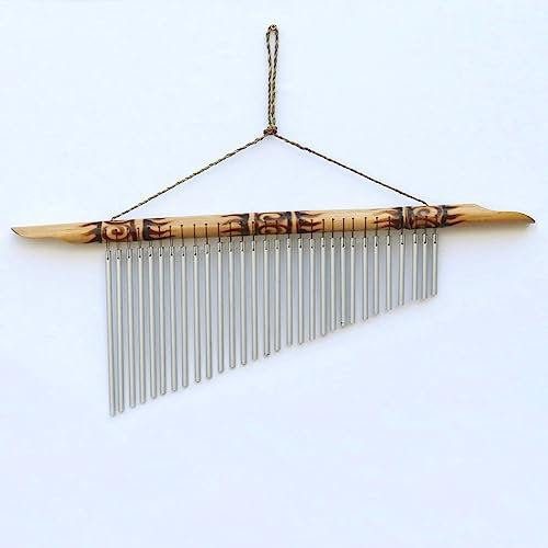 STONE art & more Großes original Bali-Bambus/Metall Windspiel, 70 cm, Deko, Garten, Terrasse oder Balkon