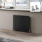 ELEGANT Black Designer Radiator 600x686mm Horizontal Oval Column Double Panel Radiator with Free Angled Valves