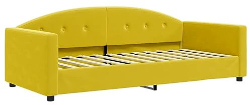 vidaXL Tagesbett, Gästebett 2-in-1, Sofabett Schlafsofa für Schlafzimmer Wohnzimmer, Bettsofa Sofa, Modernes Design, Gelb 90x200cm Samt