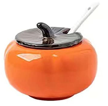 EPASHA Zuckerdose, Zuckerdose mit Deckel und Löffel, Zuckeraufbewahrungsdose, Zuckerdose, Zuckerbehälter, Gewürzdose, Zuckersalztopf, Gewürzbehälter – Orange – 2er-Set