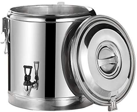 Contenitore termico per acqua in acciaio inox, 40 l, con rubinetto, in acciaio inox 201, isolamento da 18,5 mm, superficie lucidata, ideale per zuppe, stufati, tè e bevande calde