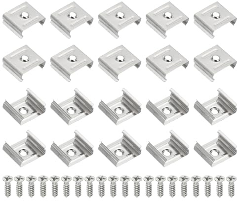 PATIKIL 80 Stück LED Streifen Clips, Edelstahl Montagehalterungen Befestigungsclips Klammerhalterung mit Schrauben für 19mm bis 20mm LED Streifen Beleuchtungskabel