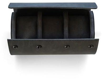 Sprezzi Fashion Uhrenrolle Uhrenbox Grau aus veganem Leder für bis zu drei Uhren handverarbeitetes Etui zur Uhren Reisebox (3 Uhren)