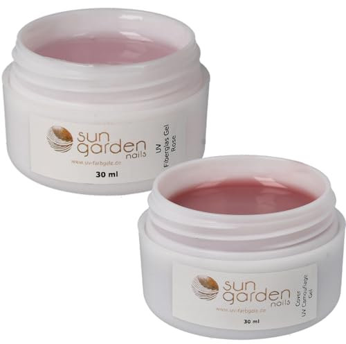 sun garden nails Gel UV en fibre de verre Sun Garden Nails rose-transparent 30 ml et gel de couverture UV 30 ml