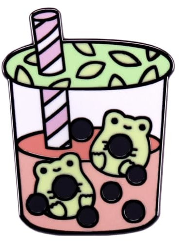 Cartoon Frog Enamel Pin Frog Milk Tea Brooch Badge Milk Tea Cup Shape Hard Pin Cute Animal Enamel Pin Backpack Bag Hat Cute Kawaii Cartoon Brooch Badge for Friends Family