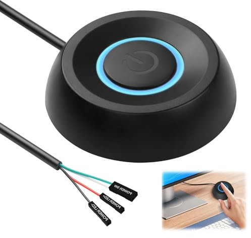 Netzschalter für Desktop Computers, PC Power Button Einschaltknopf für Externer Fernstart, Netzschalter,Externer Fernstart, pc zubehör mit 1,8 m PVC Kabe
