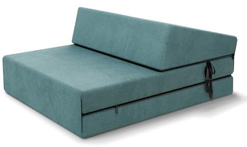 FDM Klappmatratze Suzi MINI 70x200 cm Kaltschaum Gästematratze Höhe 9 cm Härtegrad H3 Öko-Tex Allergikergeeignet Bezug Trinity Waschbar türkis