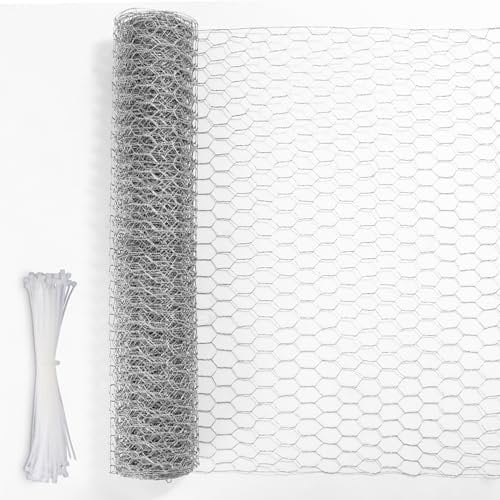 Grillage à Poule,0.4m*10m,grillage galvanisé,Grillage Voliere Hexagonal rouleau de grillage,pour décoration d'intérieur,projets d'artisanat,jardinage