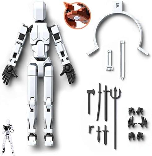 New T13 Action Figure, Figura de acción Titan 13, ensamblaje terminado 13 cm, Dummy 13 Figuras de acción para niños, coleccionistas, decoraciones de oficina (blanco negro)