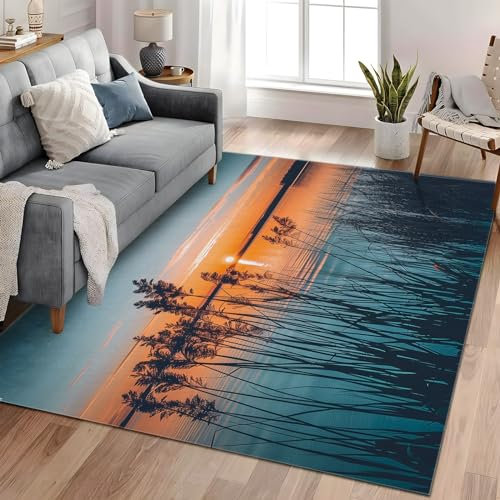 Generico Tappeto Soggiorno Canne Al Tramonto 60x90 cm In-& Outdoor Tappeto-Camera da letto Morbido Tappeto Sala da Pranzo Antiscivolo Antimacchia Tappeto Decor Lavabile in lavatrice