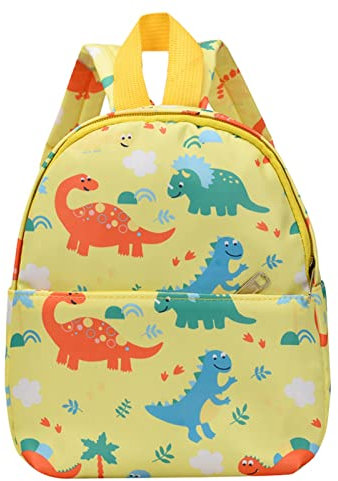 Generisch Backpacks Men Laptop School Begins Season Cute Fashion Dinosaur Print Child Student Zipper Cartoon School Bag Nylon Backpack Backpacks Women Medium Size, yellow, One Size