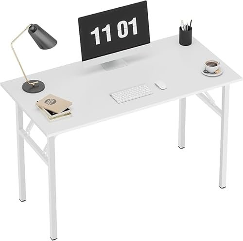 AuraCraft Klapptisch,Schreibtisch,Computertisch PC Tisch,Schreibtisch klein,Kleiner Klapptisch,Bürotisch Schreibtisch Holz Officetisch (Weiß, 100x60CM)
