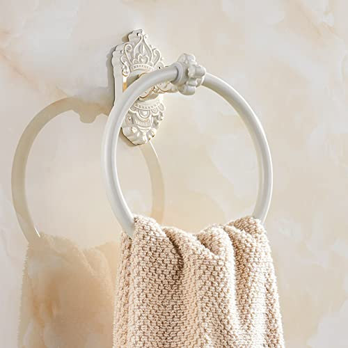 TJLVYCNB Porte-Serviettes Blanc, Anneau Porte-Serviettes sans poinçon, Porte-Serviettes de Bain Suspendu for Serviette dorée, Porte-Serviettes de Toilette Mural Salle de Bain