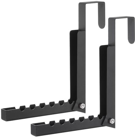 sourcing map Lot de 2 crochets de porte pliables en fer pour suspendre les vêtements sur la porte, porte-serviettes avec 6 rainures pour salle de bain derrière la porte, noir