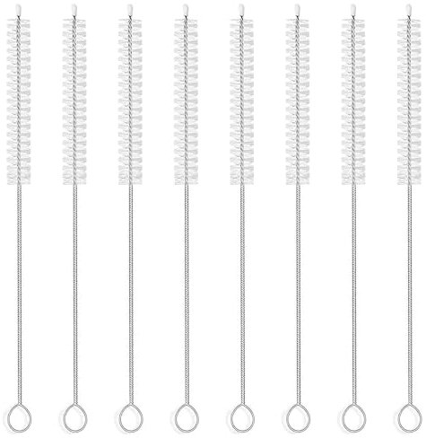 Catelves Strohhalm Bürste 8 Stück, Flaschenbürste Dünn, Strohhalm Reinigungsbürste, Flaschenbürste Lang 20cm, Reinigungsbürste für Kaffeevollautomat, Trinken Bürste Reinigung(Weiß)