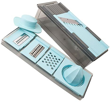 Amosfun 7 Schneidemaschinen für Gemüse Saftpresse Gemüsereibe Obstschneider Gemüsehobel Blue