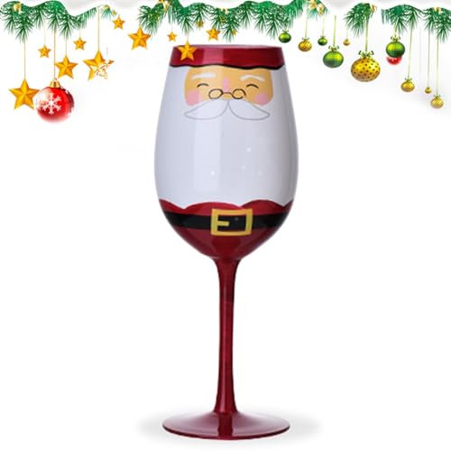 Copas de vino, árbol de Navidad de Papá Noel, copas de vino navideñas, centro de mesa divertido, elegante cristalería de Navidad, diseño único a juego: colorido y delicado para Navidad