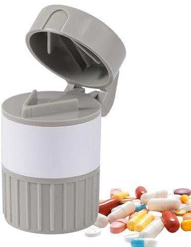 Broyeur et coupe-papier - Organisateur portable 4 en 1 pour pilules, hachoir à viande, coupe-papier | Pulvérisateur compact pour pilules avec verre | Concasseur