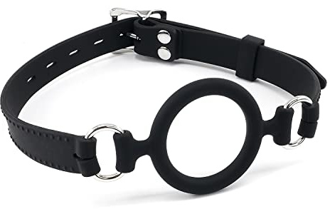 O Rings Silicone Sex Gags for SM Games, Open Mouth Bondage Gags for Sex Play, Silicone Sex Toys SM Bite Gags for Bondage Restraints, Bondage Gear Silicone SM Muzzles (Black-1)