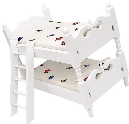 Abaodam 1 Satz Puppenhaus Etagen Bett Puppenhausmöbel Requisiten Etagenbett Für Puppen Mini-möbelmodelle Mini-etagenbettmodell Puppenhausdekoration Miniaturmöbel Mini- -puppenbett Holz