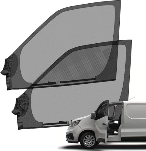 Mosquitera para Puerta Delantera Compatibles con Renault Trafic/Vauxhall/Opel Vivaro 2014-2025, (1 Par) 2 Piezas Coche Ventana Parasol Transpirable para Ventana de Camping
