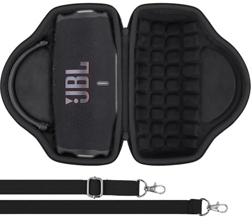 Aenllosi for JBL Charge 6 Bluetooth Speaker Hard Travel Carrying Case with Shoulder Strap,Black,Case Only