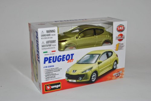 alles-meine.de GmbH Peugeot 207 3 Türer Gelb Gold Ab 2006 Bausatz Kit 1/43 Burago Modell Auto mit individiuellem Wunschkennzeichen