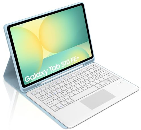 Occtingkind, Tastiera per Samsung Galaxy Tab S10 FE Plus 13,1 Pollici, Custodia con Tastiera Samsung S10 FE+ 2025, Cover con Staccabile Touchpad Bluetooth Keyboard, Italiano layout, USB C, Blu cielo