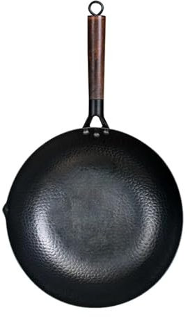 Pure Iron Wok Gusseisen-Pfanne, nicht beschichtet, für allgemeine Verwendung, Gas, Induktionsherd, 32 cm, chinesisches Wok-Kochgeschirr