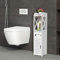 Meuble de Rangement Blanc, Meuble Salle de Bain Rangement, Petit Armoire de Toilette, Armoire de Salle de Bain étroite, Pieds Résistant à l’Eau (20 * 20 * 80 cm, Porte à volet + 1 étagère)