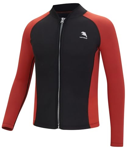 Riismen Mens 2mm Neoprene Swim Coat Long Sleeve Zip Up Rash Guard Jacket Professional Wetsuits Top