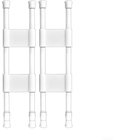 Doppelpack verstellbare Kühlschrankstange, federbelastete Spannstange, Kühlschrank-Organizer, Aufbewahrungshalter für Wohnmobil, Schrank, Kleiderschrank, Schuhregal, Heimaufbewahrung, 40–70 cm, Weiß