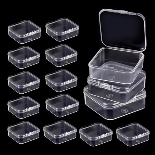 quyueug 15Pcs Plastic Bead Storage - Portable Clear Compartments,small storage box with lid for Beads, Jewelry Making & Craft Supplies