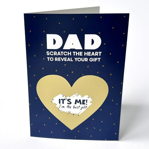 Artery8 Scratch Birthday Card, Reveal Card, Funny A6 Birthday Interactive Card for Dad with Golden Heart - I'm The Best Reveal
