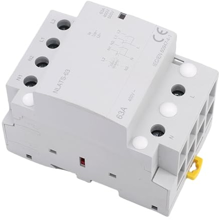 Fafeicy Automatischer Transferschalter für DIN-Schienenmontage, 63 A ATS Dual Power Umschalter mit Flammhemmendem PC-Gehäuse für Notstromsysteme 50/60 Hz Wechselstromkreise