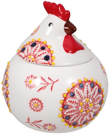 Gatuida Barattolo per Biscotti in Ceramica a Forma di Pollo con Coperchio Ermetico, Contenitore Decorativo per Spezie e Zucchero, per Cucina Domestica, Feste di Pasqua e Ringraziamento,