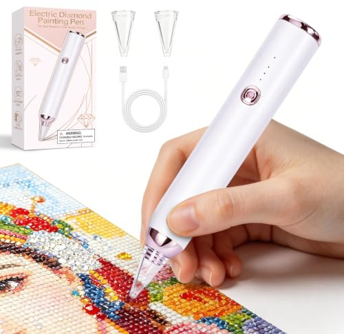 Yellcetoy Diamond Painting Bolígrafo Eléctrico para Adultos, con Dos Puntas | succión de 3 velocidades, rotulador inalámbrico para pintura con diamantes, accesorios para kits de arte con diamantes