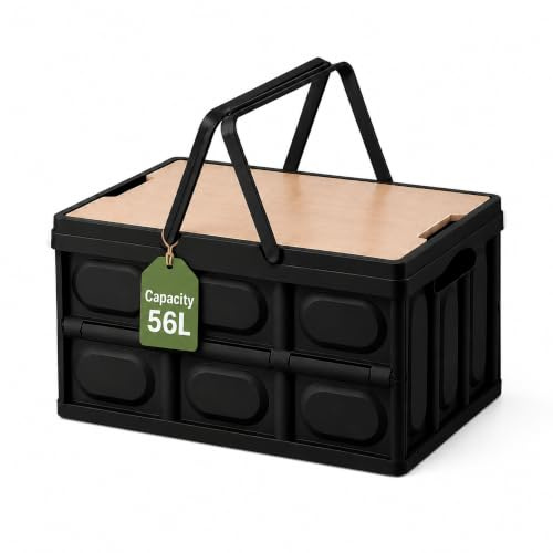 VORMICS Klappbox mit Deckel, camping box (Schwarz, 1)
