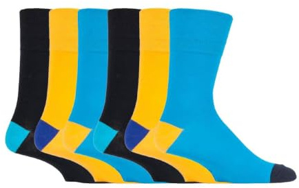Gentle Grip - 6er pack herren comfort ohne gummi bund mittellang business bunt socken in 35 farben