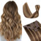 TESS Clip in Extensions Echthaar, 8pcs Clip in Haarverlängerung Remy Echt Haare Natürliche 18 Clips 8 Tressen Clip in Extensions Human Hair 55g 30 cm Karamell Balayage