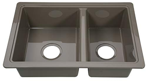 CECIPA RV Double Kitchen Galley Sink - 25 x 17 x 6.6 Stainless Steel Color ABS Plastic for 5th Wheel, Travel Trailer, Camper