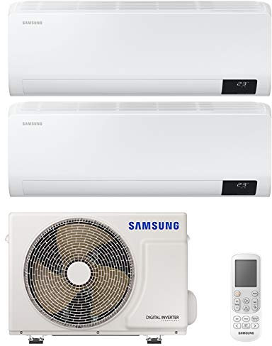 Samsung Luzon, Climatizzatore in pompa di calore Kit Dual Split Completo, 9000+9000 BTU, AR09TXHZAWKNEU+AR09TXHZAWKNEU+AJ040TXJ2KG/EU, [Classe di efficienza energetica A+++/A++]