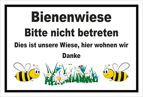 Melis Folienwerkstatt Schild Bienen-Wiese Nicht betreten 45x30cm - 3mm Hartschaum – 20 VAR S00359-238-A
