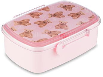 Tri-Coastal Design - TCD Made for Kids | Box Porta Pranzo | Scatola Grande 750 ml |Due Contenitori all'Interno| Senza BPA | Fantasia Rosa Bears, con Orsi