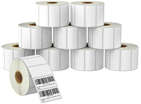 BETCKEY - 57mm x 25mm(2,25 in x 1 in) Perforées Étiquettes Thermiques pour Dossiers et Usage Multiple Compatible avec les imprimantes Zebra et autres [10 Rouleaux/15000 Étiquettes]