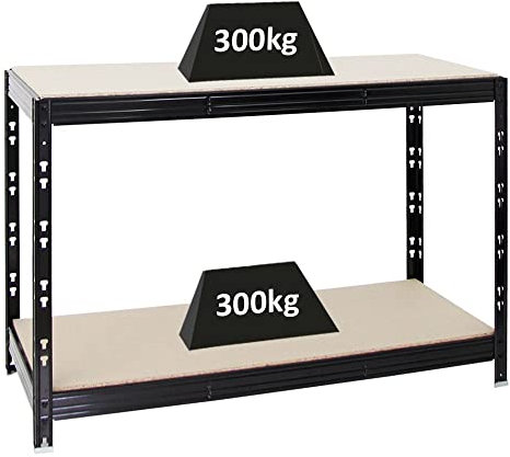 PROREGAL Etabli Tiger réglable en Hauteur | HxLxP 90x140x60cm | Capacité de Charge 600 kg | Noir | Etabli d’Atelier, Table de Travail, Bricolage, logistique
